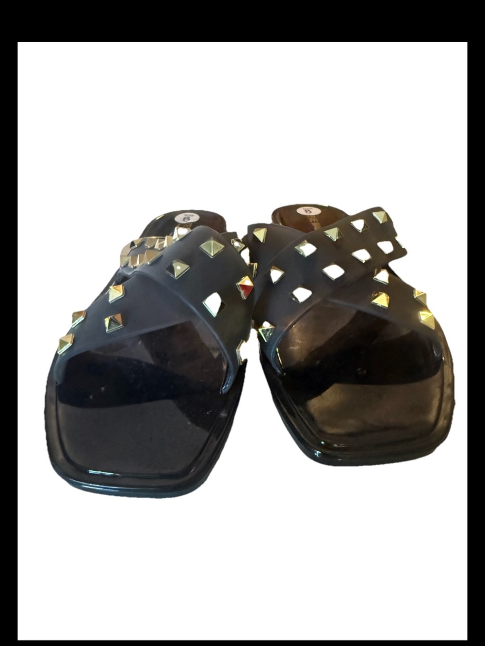 Steve Madden Black With Gold Studded  Women Sandals Size 8